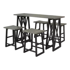 Modern Grey 5 Piece Dining Set Rectangular Wood Table and 4 Stools For Dinning Room