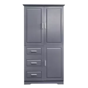 Tall and Wide Storage Cabinet with Doors for Bathroom/Office, Three Drawers, Gray