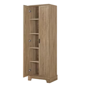 Storage Cabinet with Two Doors for Bathroom, Office, Adjustable Shelf, MDF Board, Brown