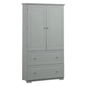 Elegantly Crafted Grey Freestanding Bathroom Storage Cabinet: Stylish Wide Design with Two Drawers, Adjustable Shelf, and MDF Painted Finish