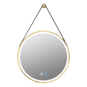 32 in. W x 32 in. H Round Stainless Steel Framed Dimmable Wall Bathroom Vanity Mirror in Gold