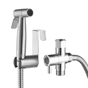Single-Handle Bidet Faucet with Sprayer Holder in Silver Color