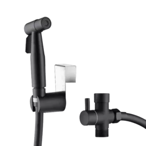 Single-Handle Bidet Faucet with Sprayer Holder in Black Color