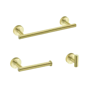 3-Piece Bath Hardware Set with Towel Bar, Toilet Paper Holder and Towel Hook in Gold