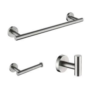 3-Piece Bath Hardware Set with Towel Bar, Toilet Paper Holder and Towel Hook in Brushed Nickel