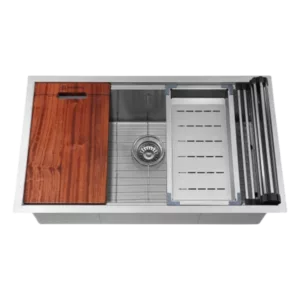Stainless Steel 32 in. Single Bowl Workstation Kitchen Sink With Modern Design