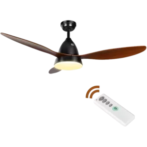 mollie 52-Inch Outdoor Ceiling Fan with LED Light Remote Control for Patio Porch Kitchen Living Dining Room Bedroom Indoor Home Office Reversible DC Motor Modern 3 Wood Blades 6-Speeds Noiseless Black