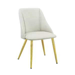 Modern 2 pcs White Side Chair with Golden Stainless Steel Legs