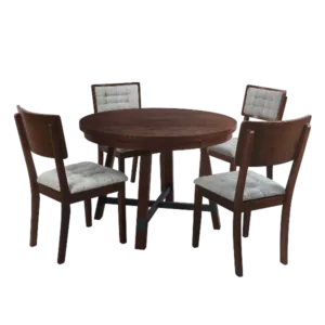 Espresso Rustic 42 inch Round Dining Table Set with Cross Legs and 4 Chairs for Small Places