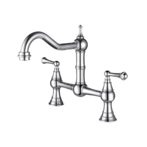 Double Handle Widespread Kitchen Faucet With Traditional Handles in Chrome