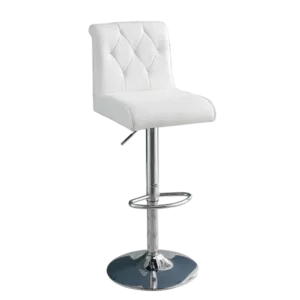Modern White PU Leather Set of 2 Adjustable Bar Stools with Back of Metal Frame
