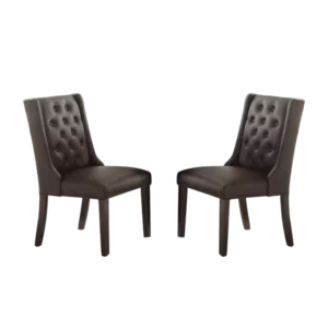 Modern Espresso Faux Leather Dining Chair of Wooden Frame And Legs For Dining Room