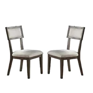 Modern Solid wood & Veneer 2pcs Dining Room Chairs with Grey Cushion Seat back