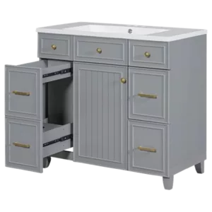 36" Bathroom Vanity Cabinet with Sink Top Combo Set, Grey, Single Sink, Shaker Cabinet with Soft Closing Door and Drawer