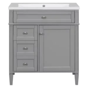 30 in. W Modern Bathroom Vanity with Sink, 2 Drawers, and Tip-Out Drawer