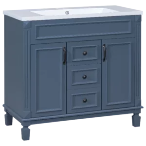 36'' Bathroom Vanity with Top Sink, Modern Bathroom Storage Cabinet with 2 Soft Closing Doors and 2 Drawers, Single Sink Bathroom Vanity