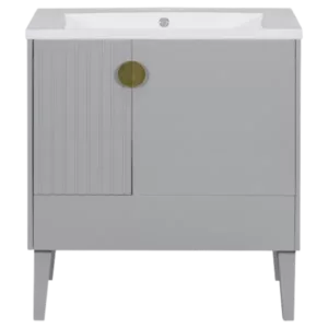 30" Bathroom Vanity with Sink Combo, Bathroom Cabinet with Door and Drawers, Solid Frame and MDF Board, Gray