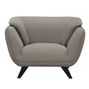 Modern Brown Linen Nayeli Accent Chair With Wooden frame And Legs Ideal for Living Room Bedroom.