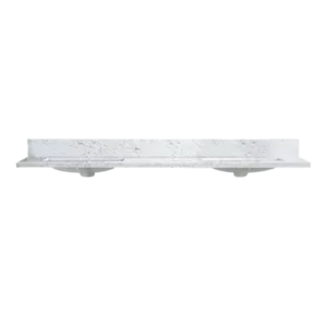 60" Vanity Top with Under Mount Rectangle Double Sink, Marble Stone, 8-inch widespread Faucet Hole,  Carrara White