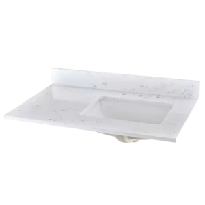 36 in. W Engineered Marble Vanity Top with Right Offset White Basin