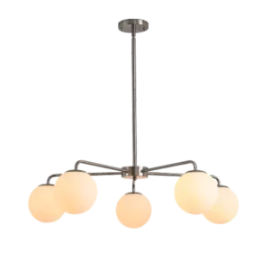 5-Light Silver Modern Chandelier with Glass Shades For Indoor