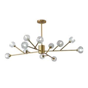 Golden Iron Modern American Chandelier with Clear Glass Shade For Indoor