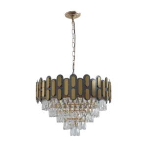 23.6 in. Adjustable 8-Light Crystal Chandelier - Black/Gold For Indoor