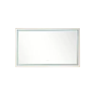 72" W x 36" H LED Lighted Rectangular Bathroom Wall Mounted Mirror in Gold