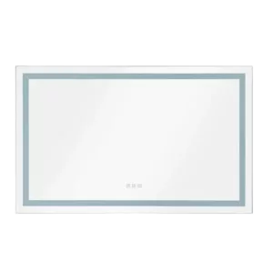 60 in. W x 36 in. H Rectangular Frameless Single Bathroom Vanity Mirror in Polished Crystal Bathroom Vanity in White