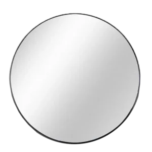 36 in. W x 36 in. H Small Round Aluminum Framed Wall Bathroom Vanity Mirror in Black