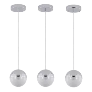 14-Watt 3-Light Modern Chrome Color Pendant Light Hanging Globe LED Pendant Light for Bar Dining Room Bedroom For Indoor