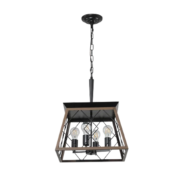 Retro 15.7 in.W 4-Light Walnut Black Rustic Linear Chandelier for Kitchen with No Bulbs Included For Indoor