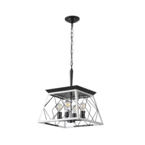 4-Light Rustic White Chandelier Light with Adjustable Height For Indoor