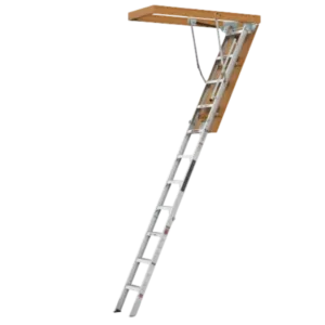 Aluminum Manual Lifting Attic Ladder Folding Loft Stairs in Silver