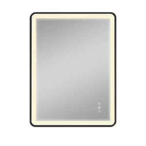 24 in. W x 32 in. H Rectangular Framed Wall Mount Bathroom Vanity Mirror in Black