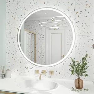32 in. W x 32 in. H Round Frameless Wall LED Bathroom Vanity Mirror with Dimmable Smart Touch Button