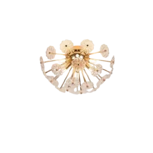 19.7 in. W Gold 6-Light Gold LED Crystal Sputnik Chandelier - Flush Mount For Indoor