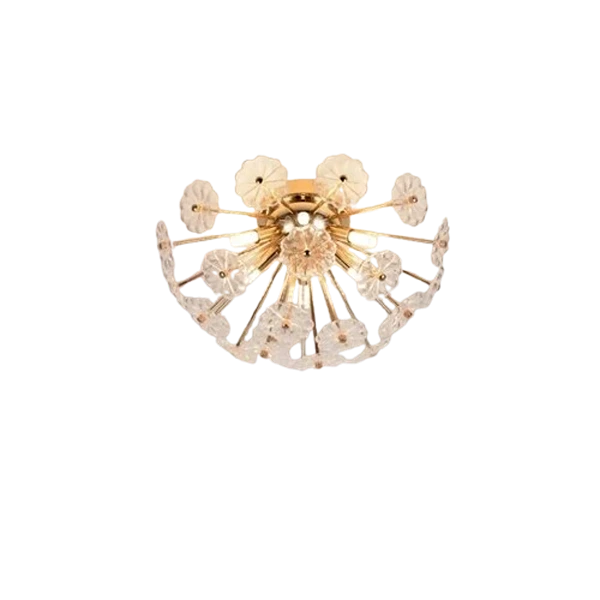 19.7 in. W Gold 6-Light Gold LED Crystal Sputnik Chandelier - Flush Mount For Indoor