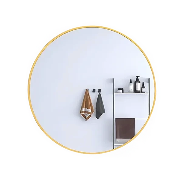 24 in. W x 24 in. H Small Round Metal Framed Wall Bathroom Mirror in Golden