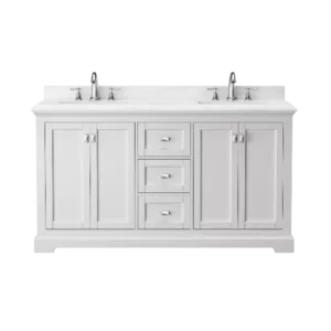 Vanity Sink Combo featuring a Marble Countertop, Bathroom Sink Cabinet, and Home Decor Bathroom Vanities - Fully Assembled White 60-inch Vanity with Sink 23V02-60WH