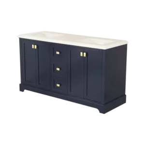 Vanity Sink Combo featuring a Marble Countertop, Bathroom Sink Cabinet, and Home Decor Bathroom Vanities - Fully Assembled Blue 60-inch Vanity with Sink 23V02-60NB