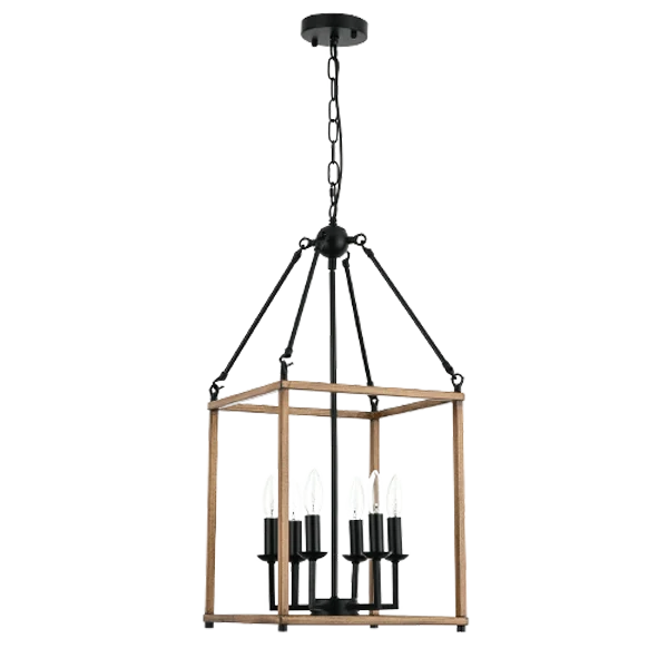 Adjustable Industrial 6-Light Lantern Chandelier For Indoor