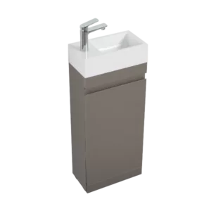 Laura 16" Small Bathroom Vanity with Sink, Freestanding Bathroom Vanity for Modern Bathroom, One-Piece White Sink Basin Minimalist Large Storage Bathroom Vanities