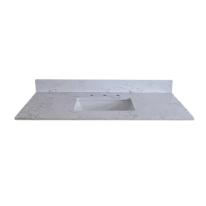 Montary 37"x 22" bathroom stone vanity top Carrara jade engineered marble color with undermount ceramic sink and 3 faucet hole with backsplash