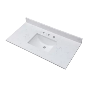 Montary 43"x 22" bathroom stone vanity top carrara jade  engineered marble color with undermount ceramic sink and 3 faucet hole with backsplash