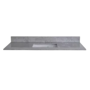 Montary 43 inches bathroom stone vanity top calacatta gray engineered marble color with undermount ceramic sink and 3 faucet hole with backsplash