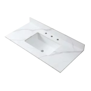 Montary 43x22inch bathroom vantiy top sintered stone carrara gold with 3 faucet hole  for bathroom cabinet .