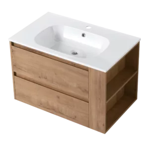 30" Wall Mounting Bathroom Vanity With Gel Sink, Soft Close Drawer