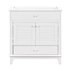 30" Bathroom Vanity Base without Sink, Bathroom Cabinet with Two Doors and One Drawer, White