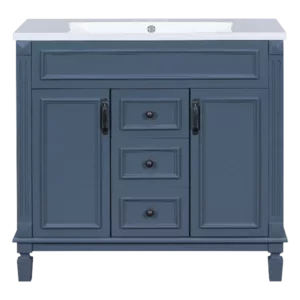 36'' Bathroom Vanity without Top Sink, Royal Blue Cabinet only, Modern Bathroom Storage Cabinet with 2 Soft Closing Doors and 2 Drawers